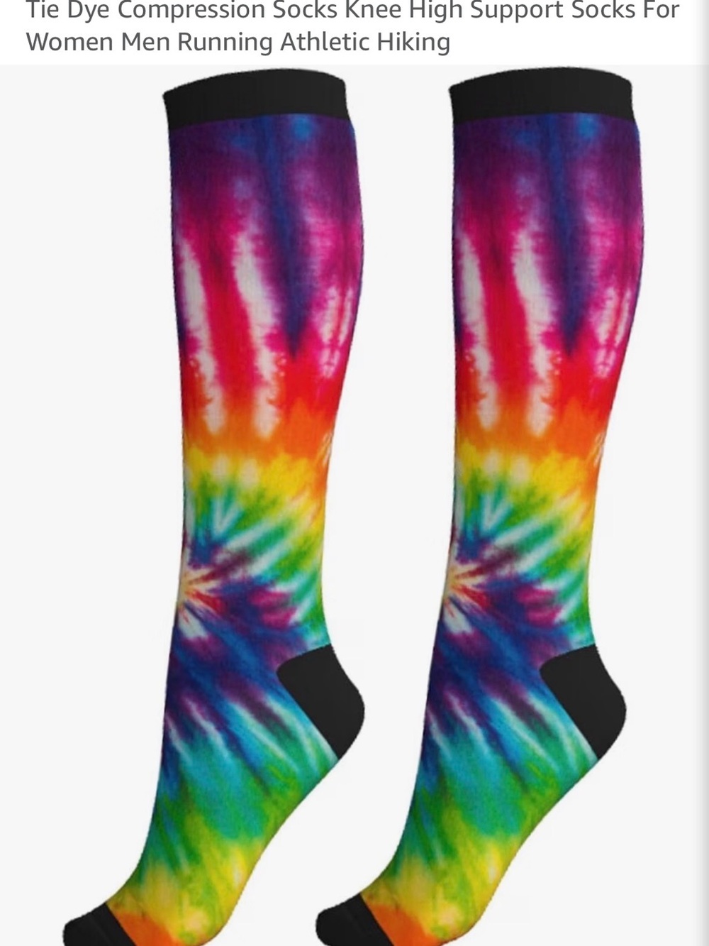 Knee-High Rainbow Tie-Dye Compression Socks - Multicolor